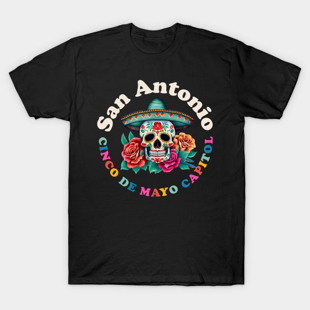 San Antonio Cinco de Mayo 2023 Sugar Skull Texas T-Shirt by PodDesignShop